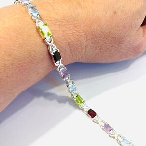 Vibrant Silver Gemstone Bracelet